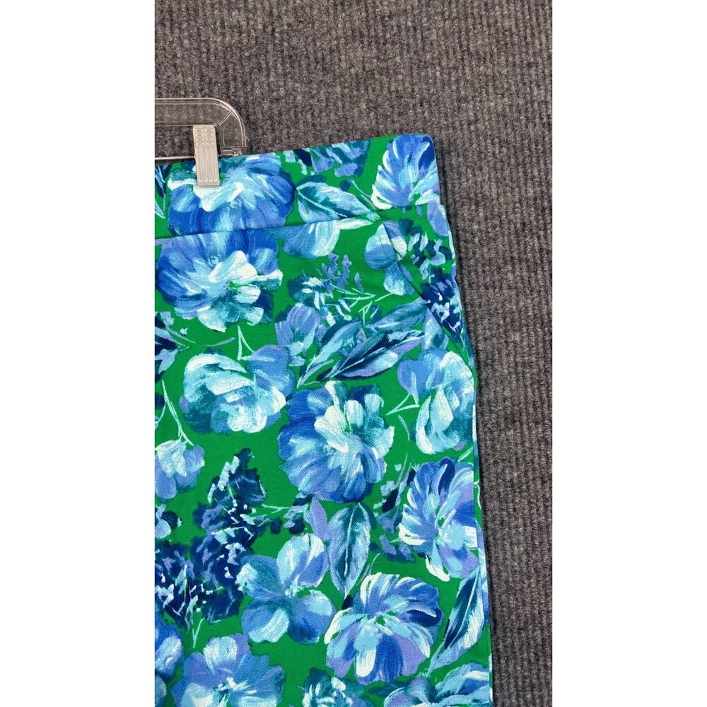 Belle Kim Gravel Capri Pants Womens 3X Tall Green Blue Floral Preppy Pockets - Picture 4 of 12